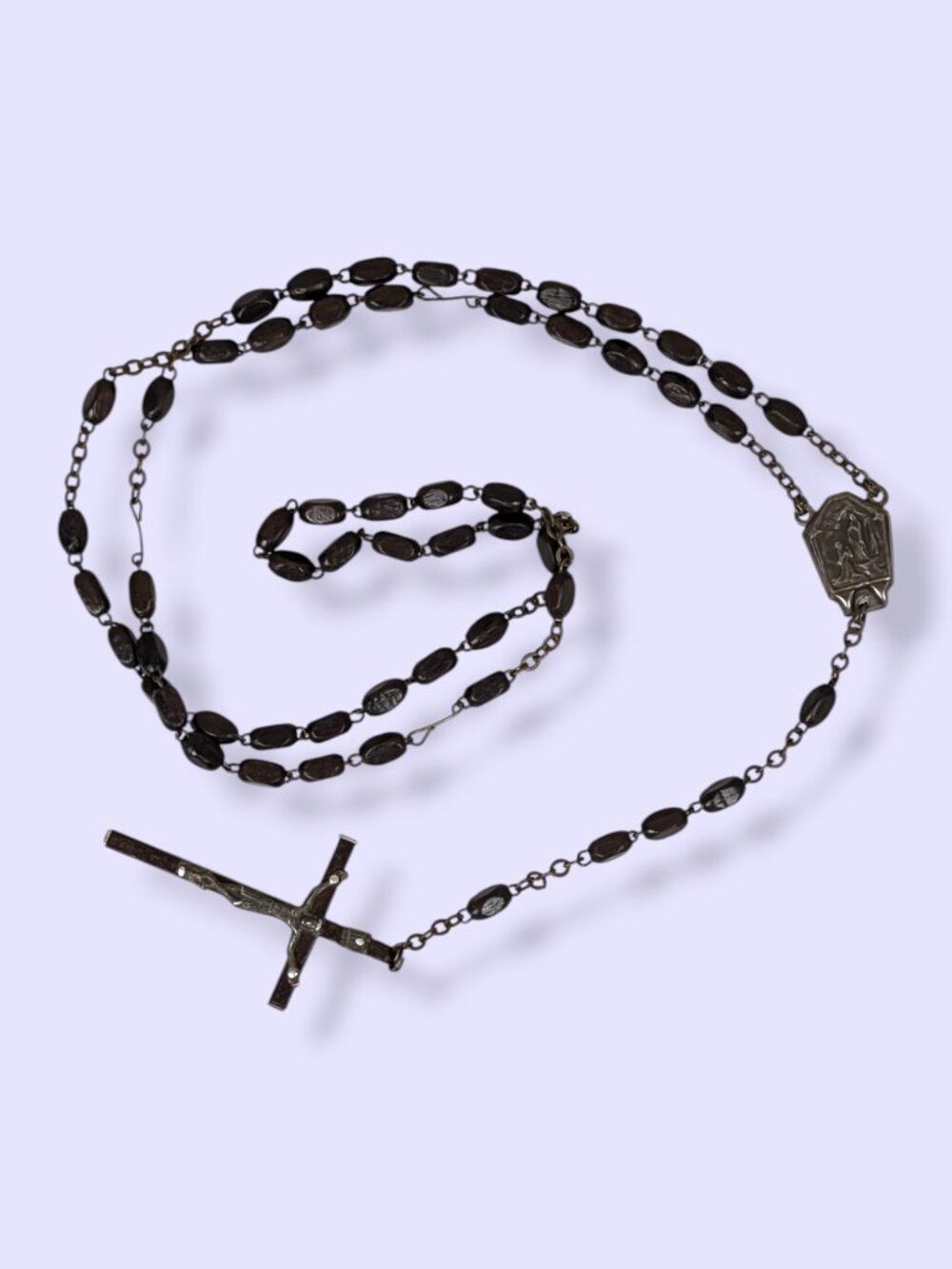 V. Italian Wood Beaded "Eau de Lourdes" Rosary